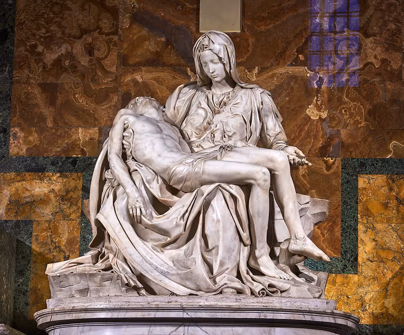 Michelangelo's Pietà sculpture inside St. Peter's Basilica